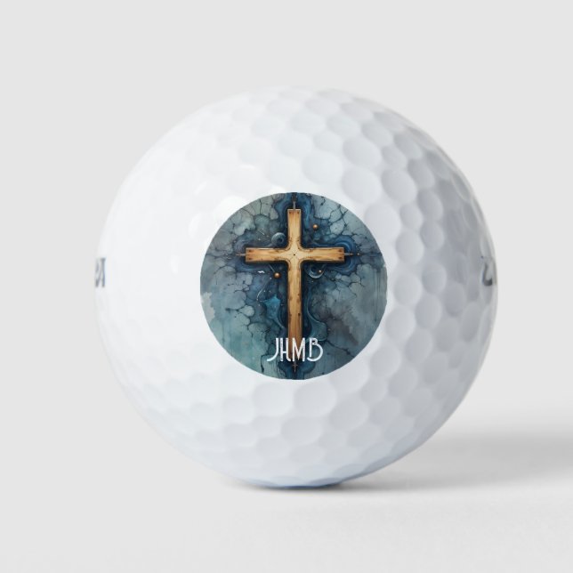 Balles De Golf Monogram Christian Cross Crucifix  (Devant)