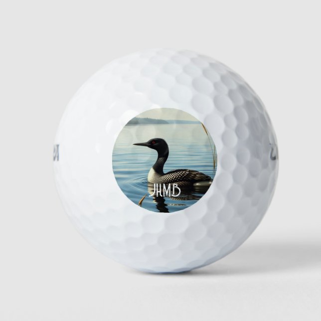 Balles De Golf Monogram Common Loon Bird Waterfowl (Devant)