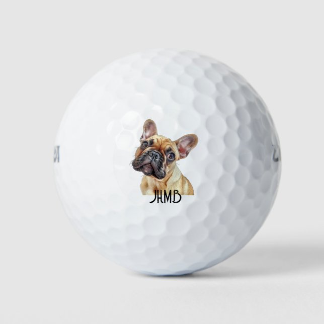 Balles De Golf Monogram Cute French Bulldog Pet animal (Devant)