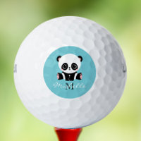 Monogram Cute Panda Personnalisé Bubble Gum Bleu