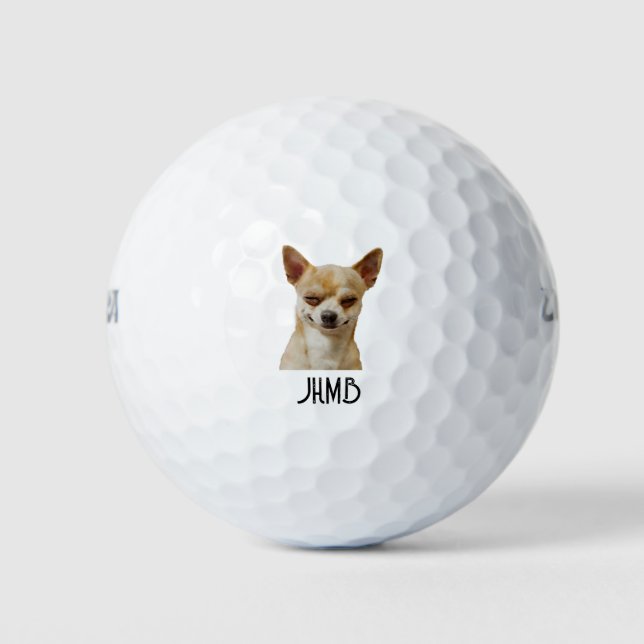 Balles De Golf Monogram Fun Winking Chihuahua Dog Humor (Devant)