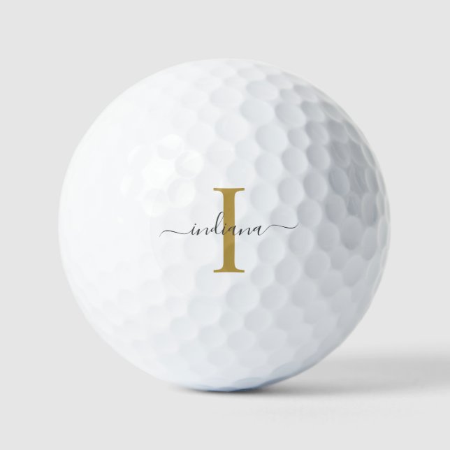Balles De Golf Monogram Gold Grey Nom du script Modern Family Spo (Recto)
