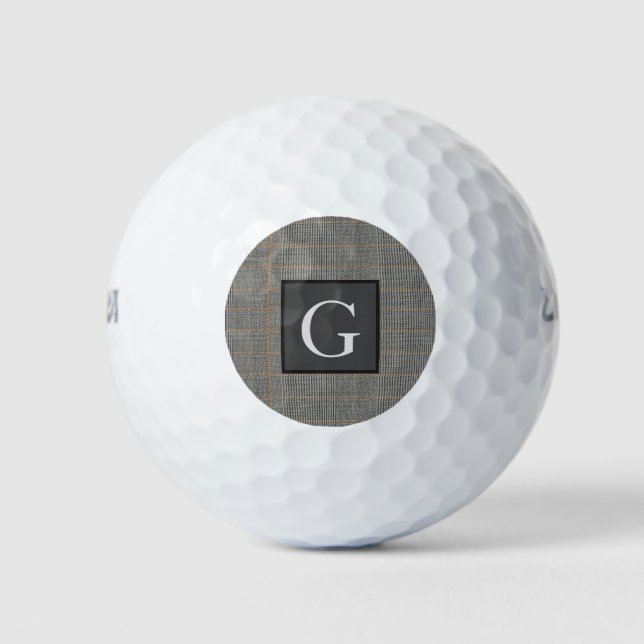 Balles De Golf Monogram Grey Tweed Groomsman Bestman Mariage Cade (Devant)