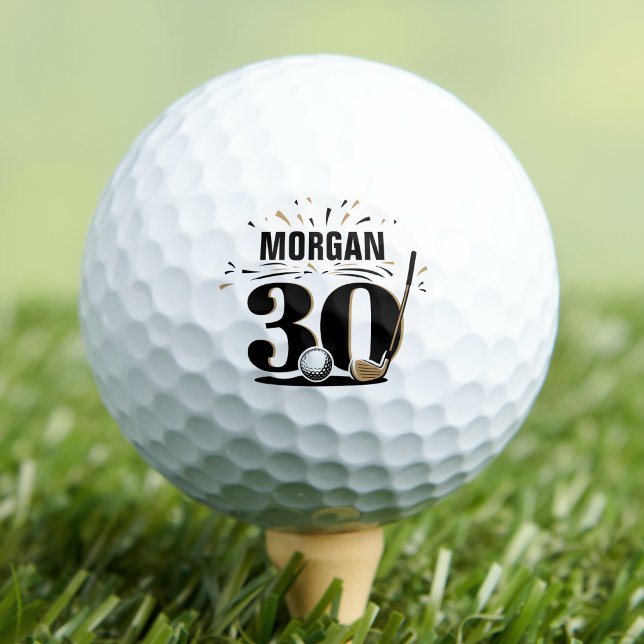 Balles De Golf Monogramme 30e Anniversaire (Monogram 30th Birthday Golf Balls)