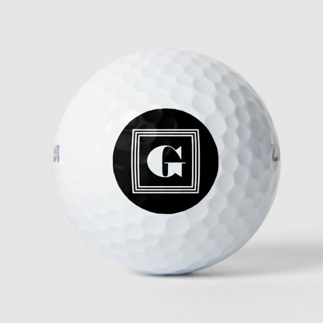 Balles De Golf Monogramme 3 trames en gras | Noir et blanc (Devant)