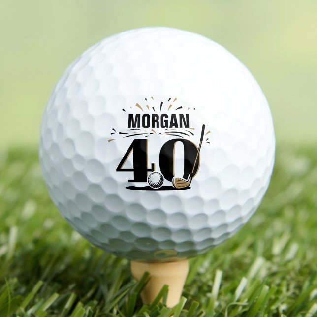 Balles De Golf Monogramme 40e Anniversaire (Monogram 40th Birthday Golf Balls)