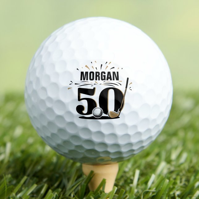 Balles De Golf Monogramme 50e Anniversaire (Monogram 50th Birthday Golf Balls)