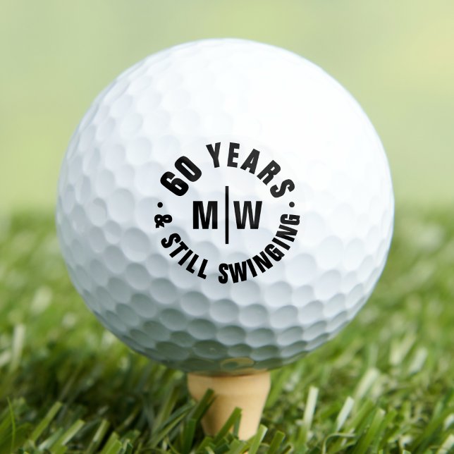 Balles De Golf Monogramme 60e Anniversaire (Monogram 60th Birthday Golf Balls)