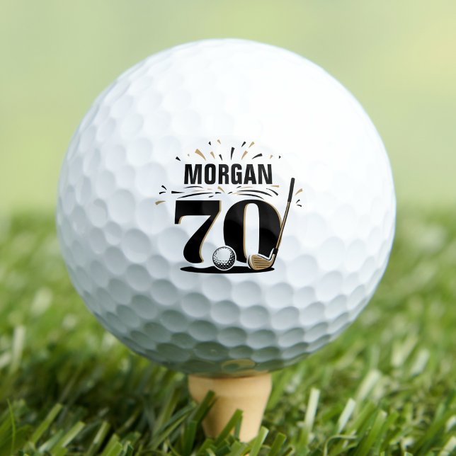 Balles De Golf Monogramme 70e Anniversaire (Monogram 70th Birthday Golf Balls)