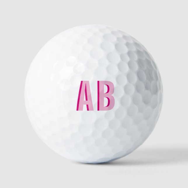 Balles De Golf Monogramme à 2 lettres rose gras empilé (Recto)