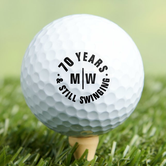 Balles De Golf Monogrammé Anniversaire Drôle de 70 Ans (Monogrammed Funny 70th Birthday Golf Balls)