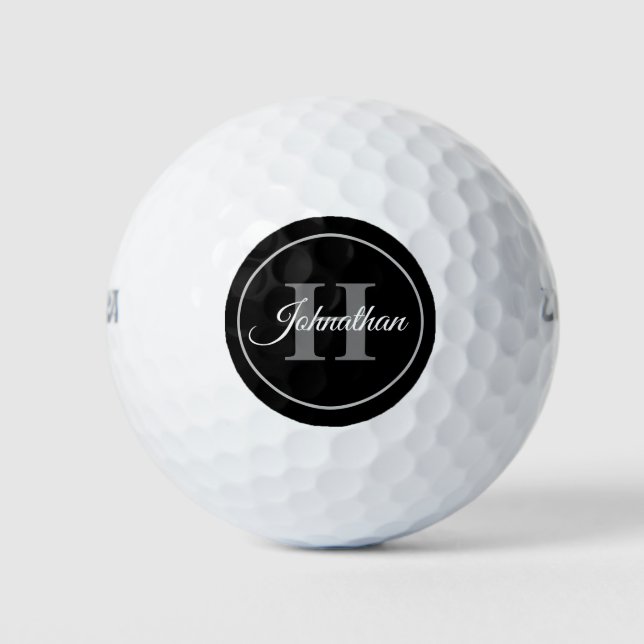 Balles De Golf Monogramme blanc noir simple et élégant moderne in (Devant)