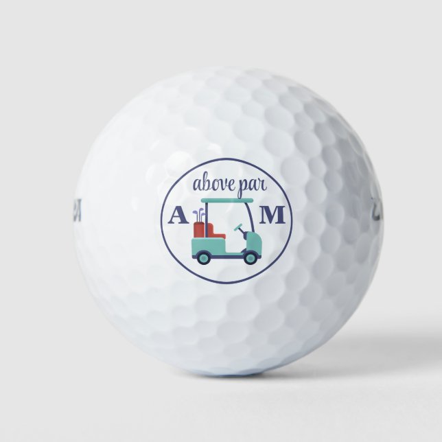 Balles De Golf Monogramme bleu initial (Devant)