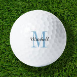 Balles De Golf Monogramme bleu initial et nom personnalisé<br><div class="desc">Améliorez votre jeu de golf avec nos balles de golf personnalisées, personnalisées avec un simple monogramme classique initial et une superposition de nom de script. Choisissez parmi une large sélection de couleurs pour créer un design intemporel qui est vraiment unique. Ces balles de golf sont un cadeau parfait pour n’importe...</div>