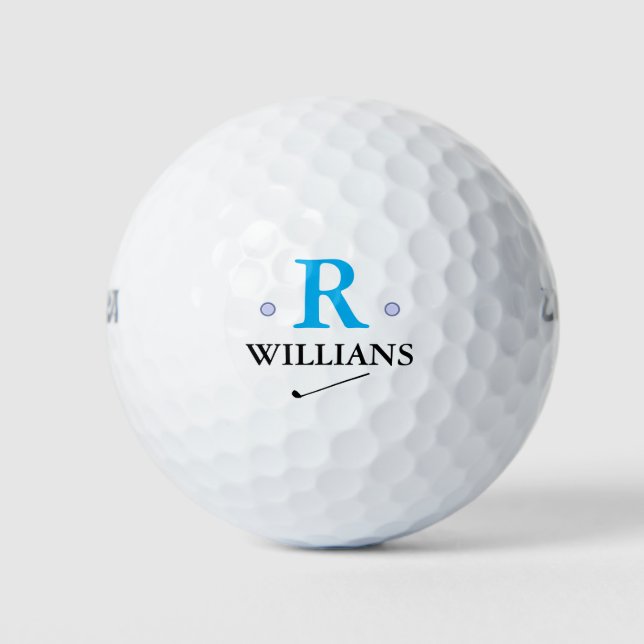Balles De Golf Monogramme bleu R simple personnalisé (Devant)