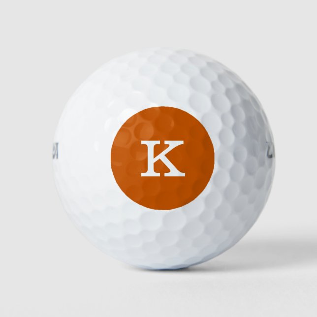 Balles De Golf Monogramme Brûlé Orange Durable Monochromatique (Devant)