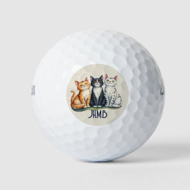 Balles De Golf Monogramme Chats Mignons Chatons Animal  (Devant)