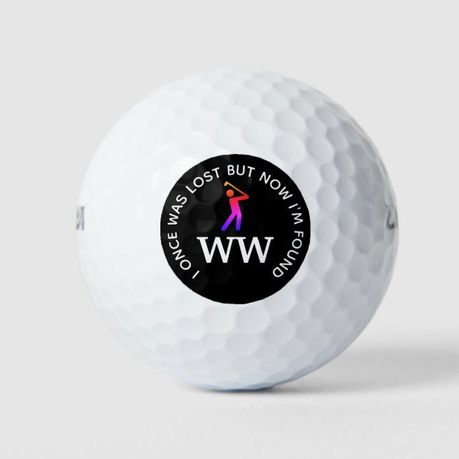 Balles De Golf Monogramme chrétien PERDU ET RETROUVÉ (Devant)