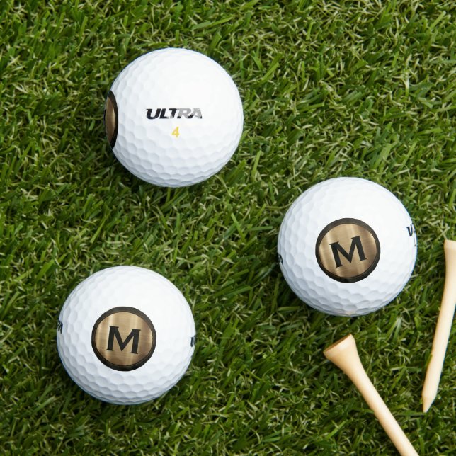 Balles De Golf Monogramme classique d'or moderne (Herbe in situ)