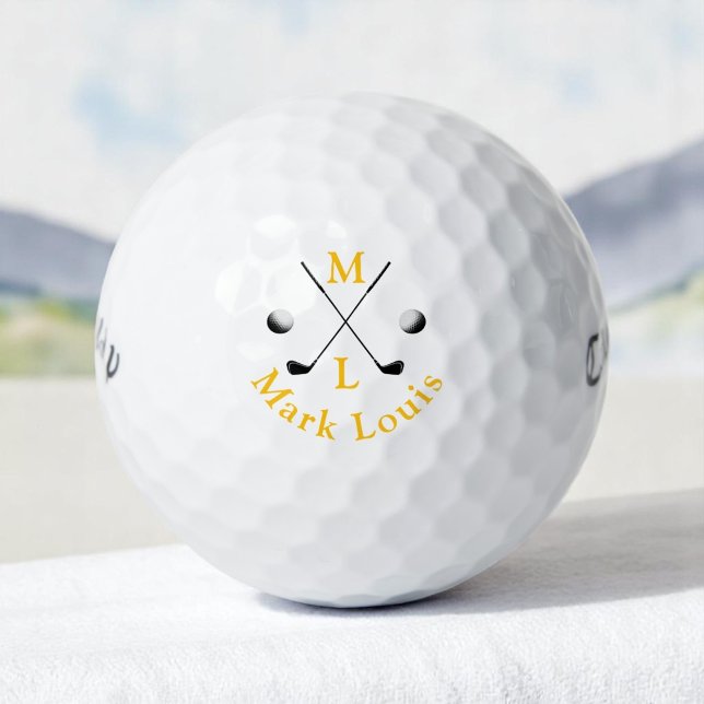 Balles De Golf Monogramme . croix clubs logo jaune (Créateur téléchargé)