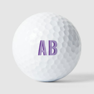 Balles De Golf Monogramme de 2 lettres pourpre empilée en gras