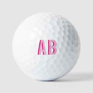 Balles De Golf Monogramme de 2 lettres rose entaille en gras