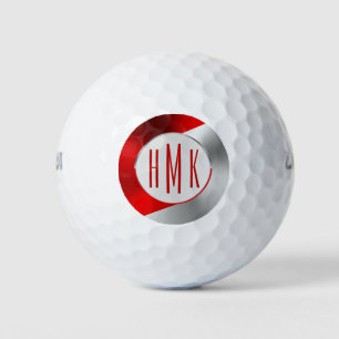 Balles De Golf monogramme de conception géométrique noir et argen