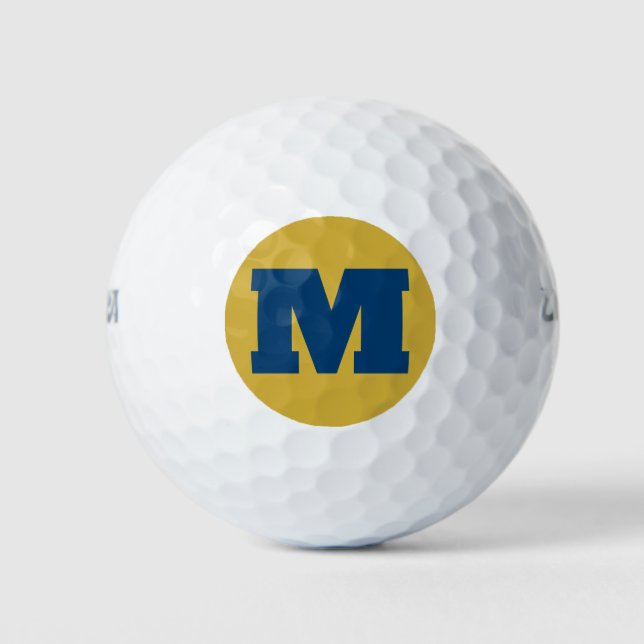 Balles De Golf Monogramme de golf initiale personnalisée bleu et  (Devant)