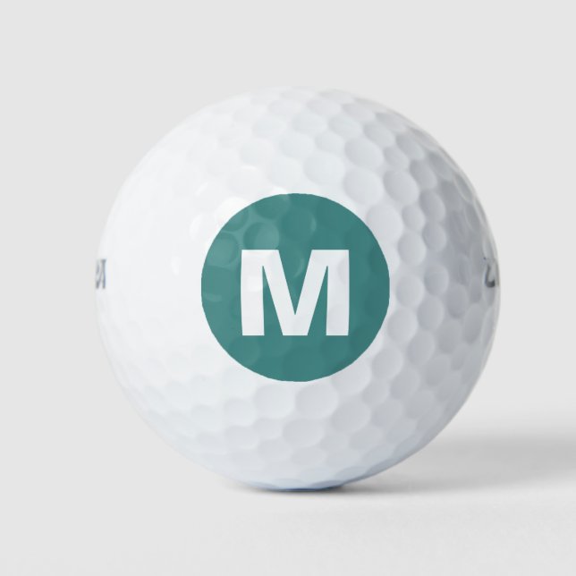 Balles De Golf Monogramme de golf initiale personnalisée sarcelle (Devant)