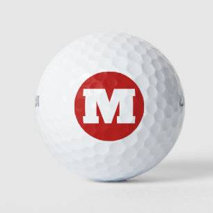 Balles De Golf Monogramme de golf sur mesure Rouge initial et bla