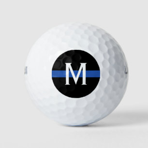 Balles De Golf Monogramme de la ligne bleue mince de la police