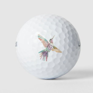 Balles De Golf Monogramme de l'aquarelle de colibri mignon