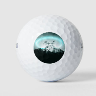 Balles De Golf Monogramme de lumière de néon bleu mystérieux de m