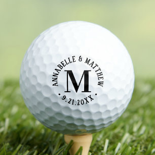 Balles De Golf Monogramme de mariage de couple élégant