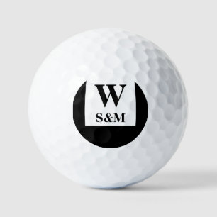 Balles De Golf Monogramme de mariage noir classique