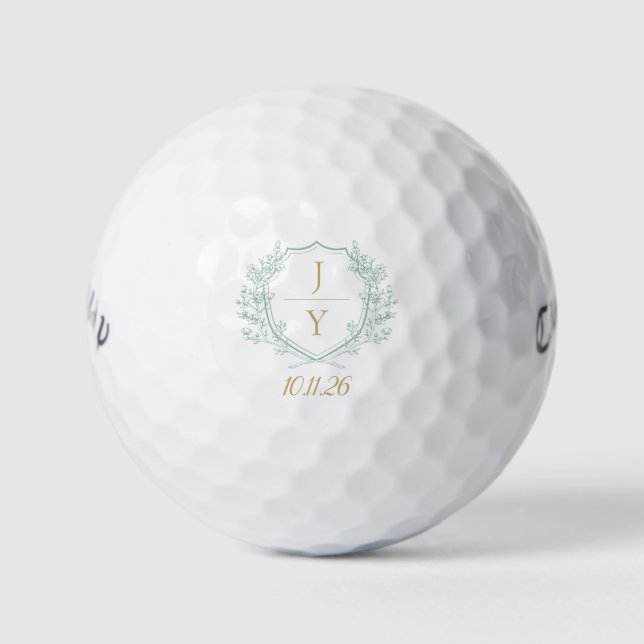 Balles De Golf Monogramme de mariage personnalisable avec initial (Devant)