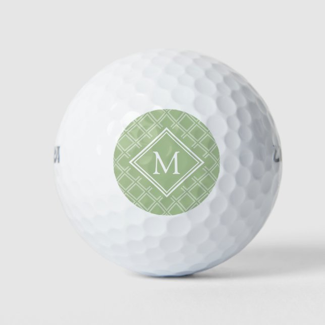Balles De Golf Monogramme de Motif Classy Sage et White Diamond (Devant)