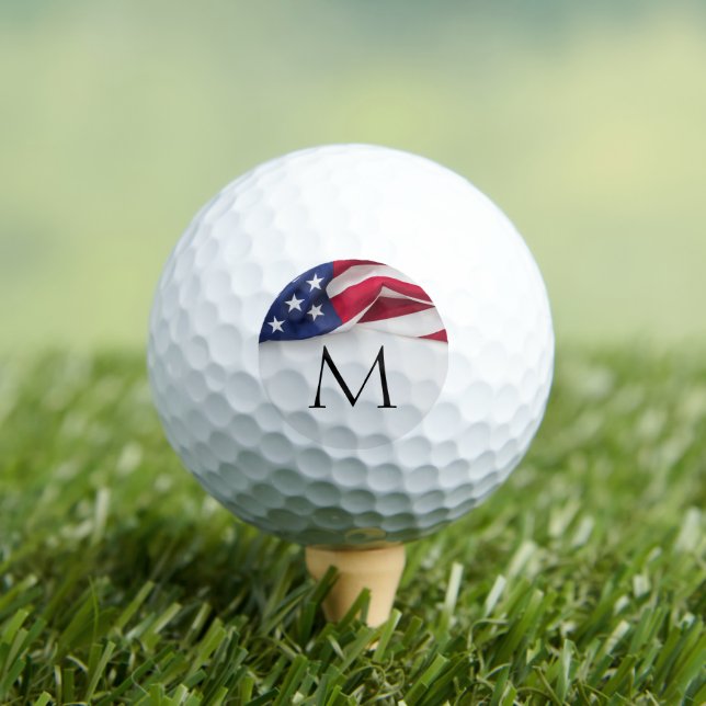 Balles De Golf Monogramme de nom de drapeau américain gras (T-shirt Insitu)