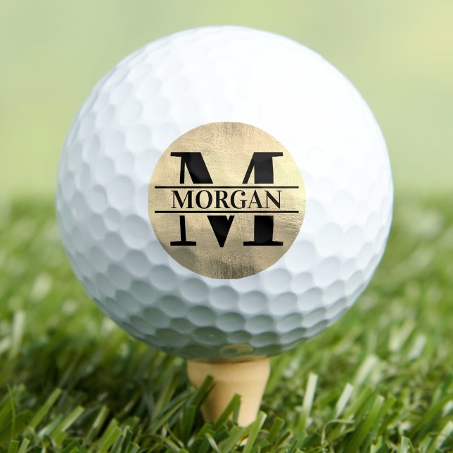 Balles De Golf Monogramme de nom en or classique (Classic Gold Name Monogram Golf Balls)