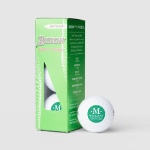 Balles De Golf Monogramme de nom personnalisé 1 lettre VERT