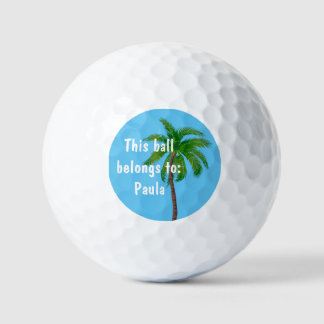Balles De Golf Monogramme de palmier tropical