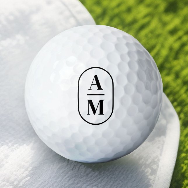 Balles De Golf Monogramme de pilule minimaliste moderne - Noir (Custom Golf Balls)