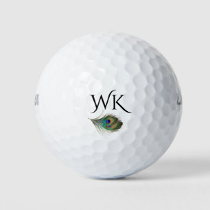 Balles De Golf Monogramme de plumes de paon