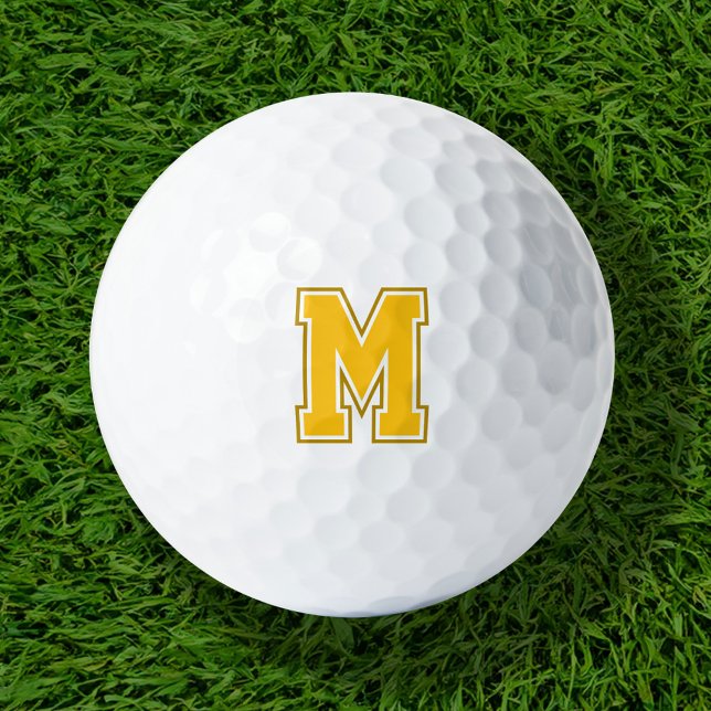 Balles De Golf Monogramme de Varsité jaune (Créateur téléchargé)