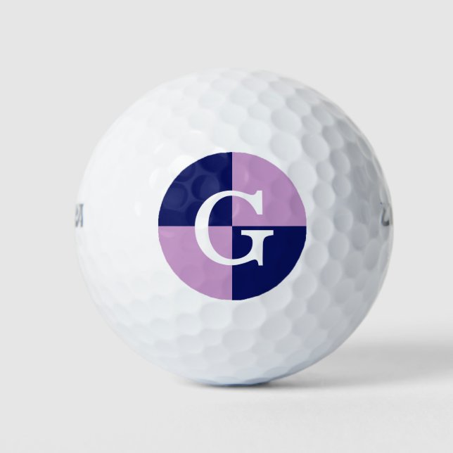 Balles De Golf Monogramme de vérification LG bleu Lavender Navy (Devant)