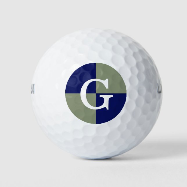 Balles De Golf Monogramme de vérification LG bleu marine Sage Gre (Devant)