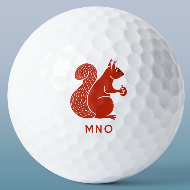 Balles De Golf Monogramme d'écureuil rouge personnalisé (Red squirrel personalized monogram initials golf ball for wildlife and animal lovers)