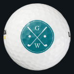 Balles De Golf Monogramme des clubs de golf Turquoises foncés<br><div class="desc">Boules de golf monogrammed personnalisées parfaites pour cadeaux de noël,  fête des pères,  cadeaux d'anniversaire,  etc.</div>