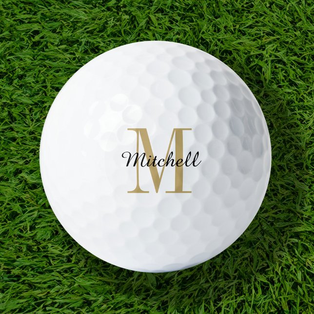 Balles De Golf Monogramme d'or initial et nom personnalisé (Créateur téléchargé)