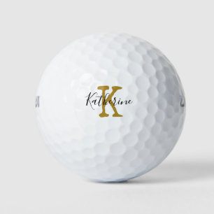 Balles De Golf Monogramme d'or Initiale et nom Boules de golf